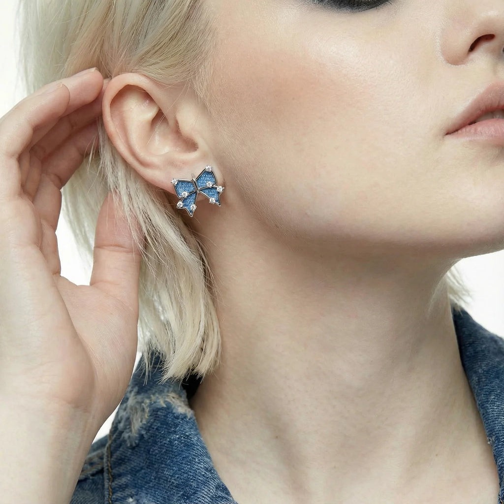 Denim Dreams Bow Earrings