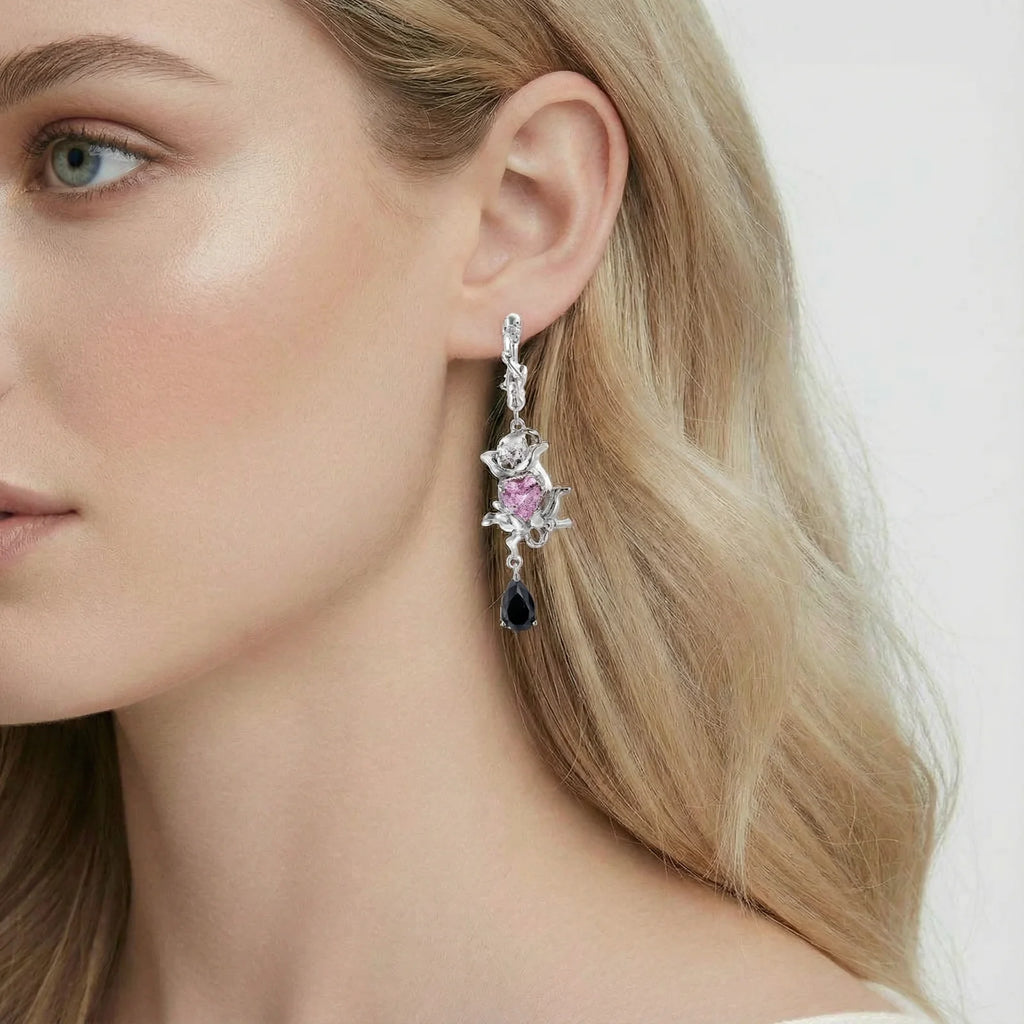 Rose Crown Drop Earrings